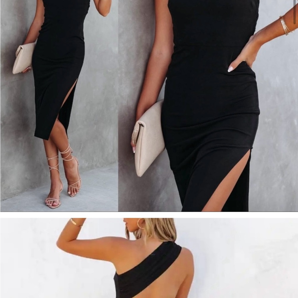 Elegant red One-Shoulder Dress